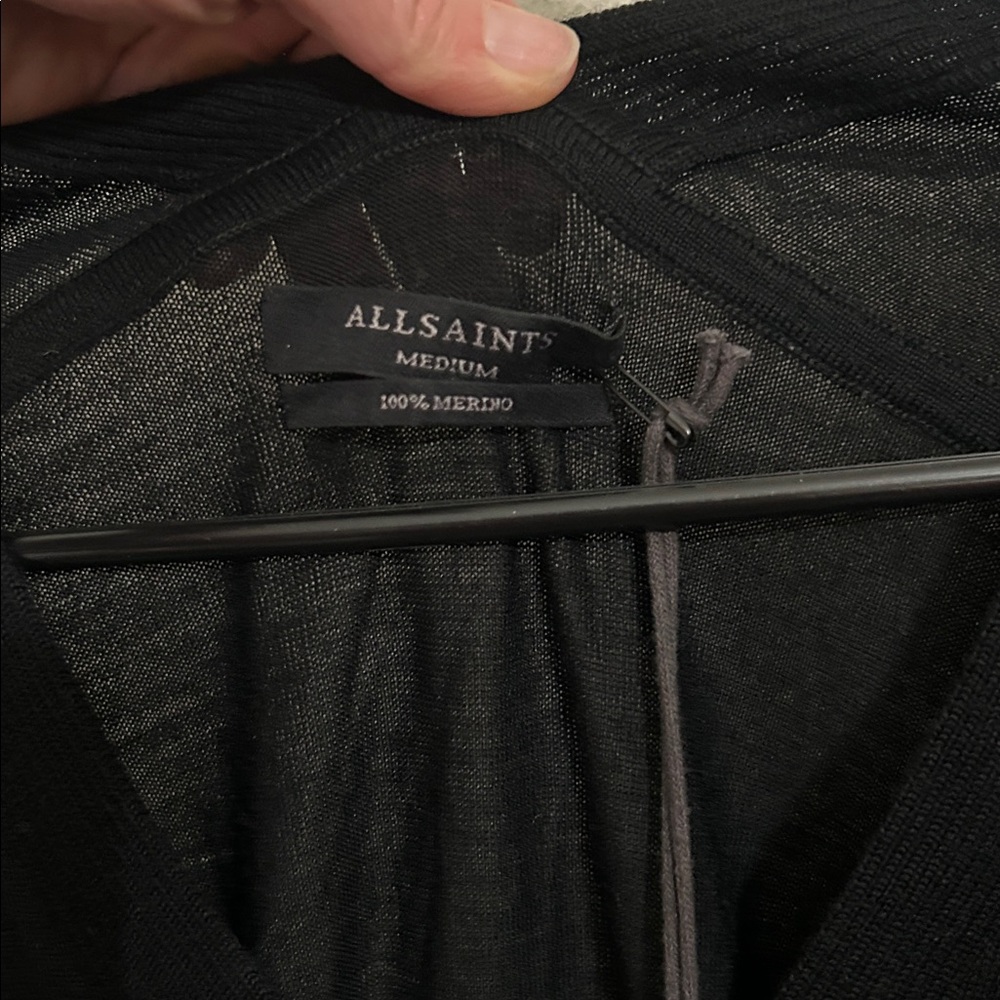 ALL-SAINTS MORI MERINO WOOL LONG CARDIGAN SWEATER BLACK SIZE MEDIUM NEW - Picture 12 of 14